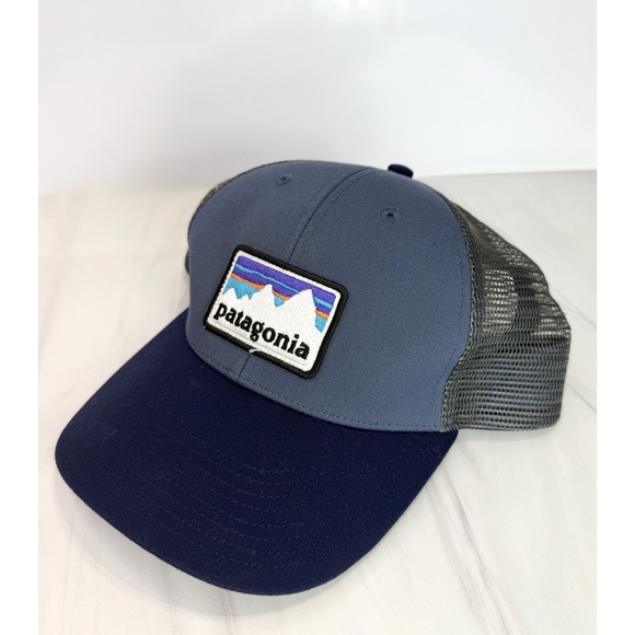 Patagonia Other - Patagonia Trucker Hat Mens Adjustable Logo Patch Blue Light Blue Mesh Back‎ Cap